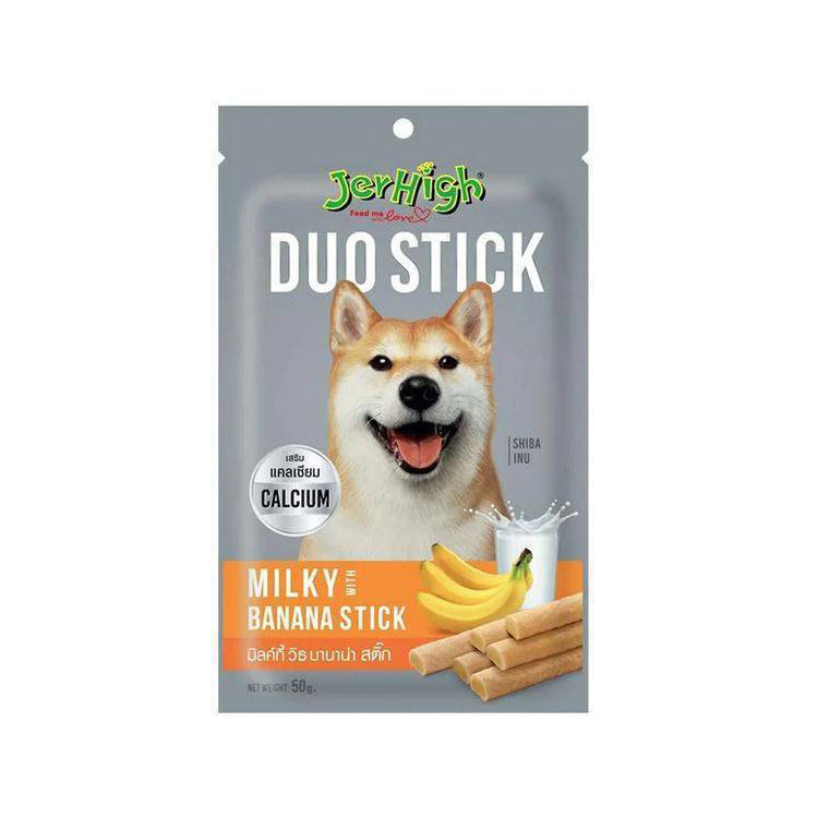 Jerhigh Dog Treat Duo Stick Milky with Banana Stick 50g