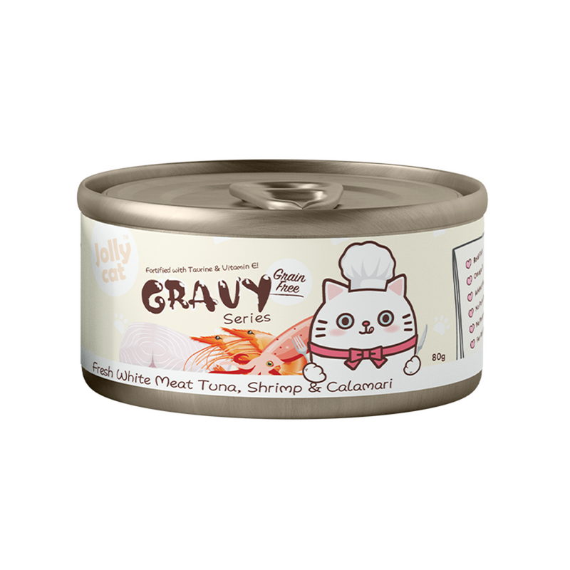 Jolly Cat Gravy Series Fresh White Meat Tuna, Shrimp & Calamari 80g