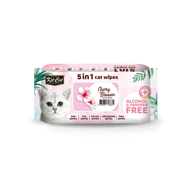 KitCat 5 in 1 Cat Wipes Cherry Blossom 80sheets