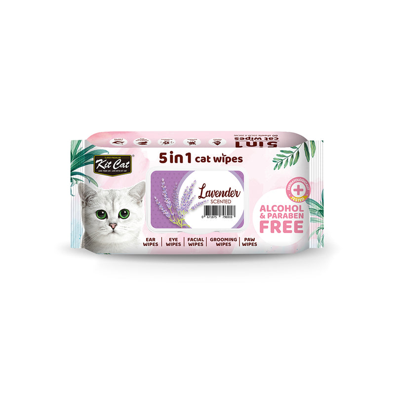 KitCat 5 in 1 Cat Wipes Lavender 80sheets
