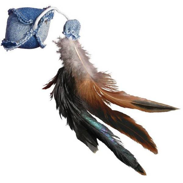 Kong Cat Denim Ball with Feathers (CD43)