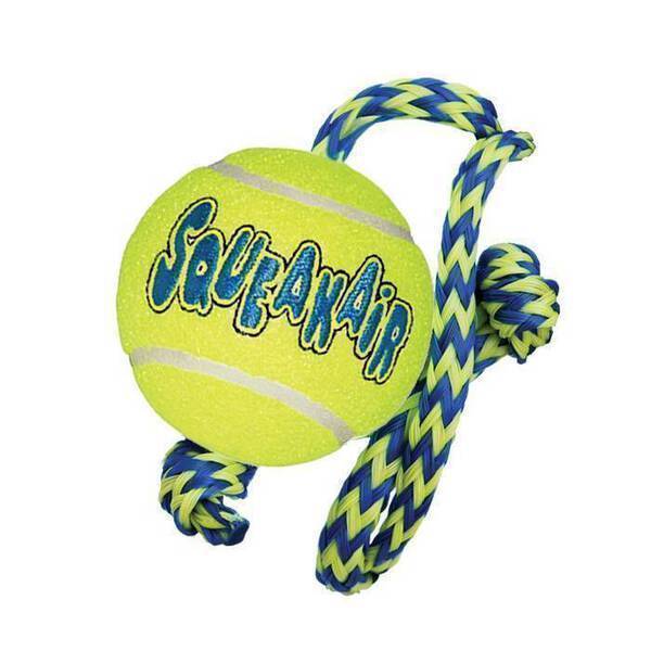Kong Dog AirDog Squeakair Tennis Ball with Rope M (AST21)