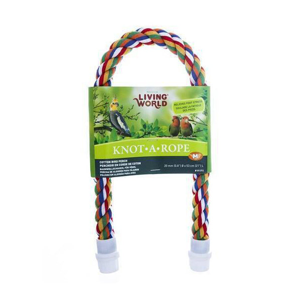 Living World Knot-A-Rope Multi-Coloured Cotton Perch 20mm x 53cm L - 81372
