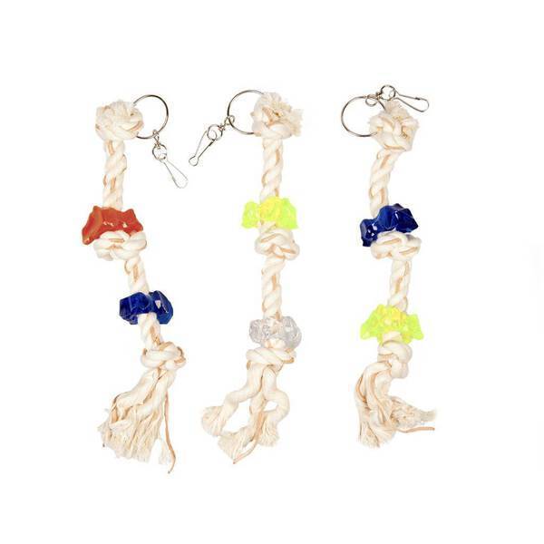 Duvo Birdtoy Bird Rope with 3 Knots & Acrylic 28cm