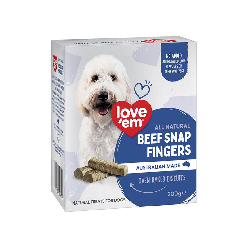 Love'em Dog Oven Baked Biscuits Beef Snap Fingers 200g