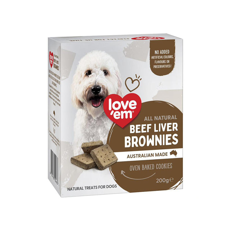 Love'em Dog Oven Baked Cookies Beef Liver Brownies 200g