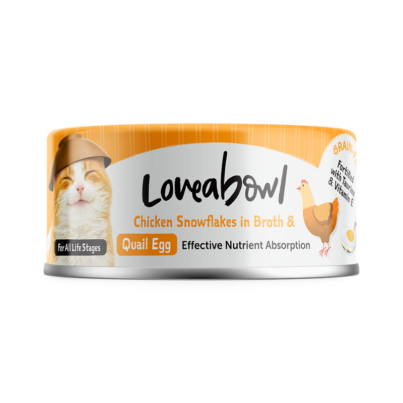 Loveabowl Cat Wet Food Chicken Snowflakes & Quail Egg in Broth 70g