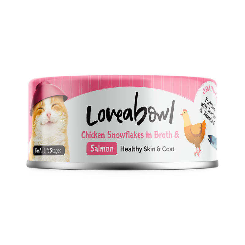 Loveabowl Cat Wet Food Chicken Snowflakes & Salmon in Broth 70g