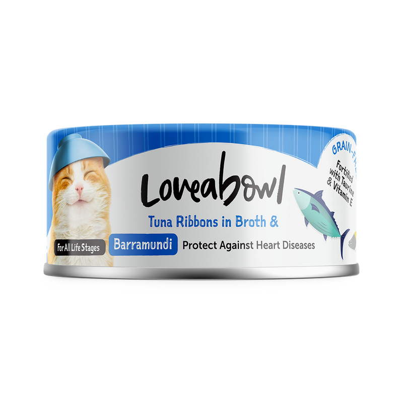 Loveabowl Cat Wet Food Tuna Ribbons & Barramundi in Broth 70g