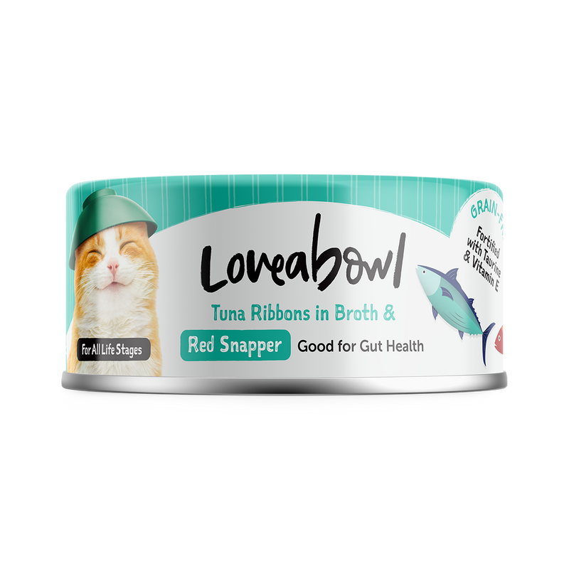 Loveabowl Cat Wet Food Tuna Ribbons & Red Snapper in Broth 70g