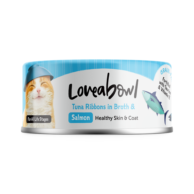 Loveabowl Cat Wet Food Tuna Ribbons & Salmon in Broth 70g