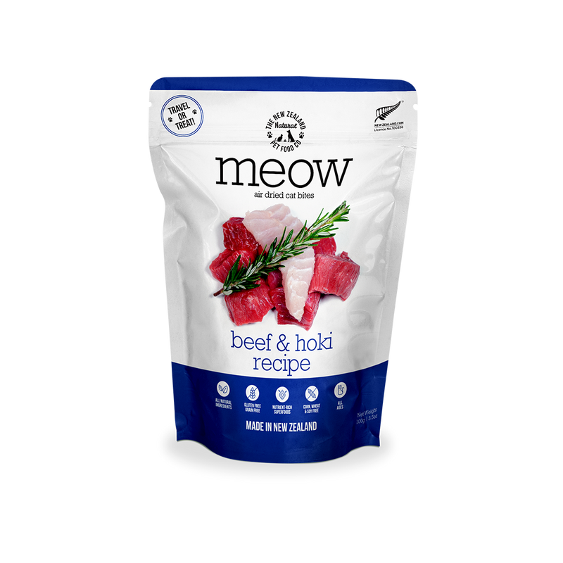 Meow Air-Dried Cat Treats Beef & Hoki 100g