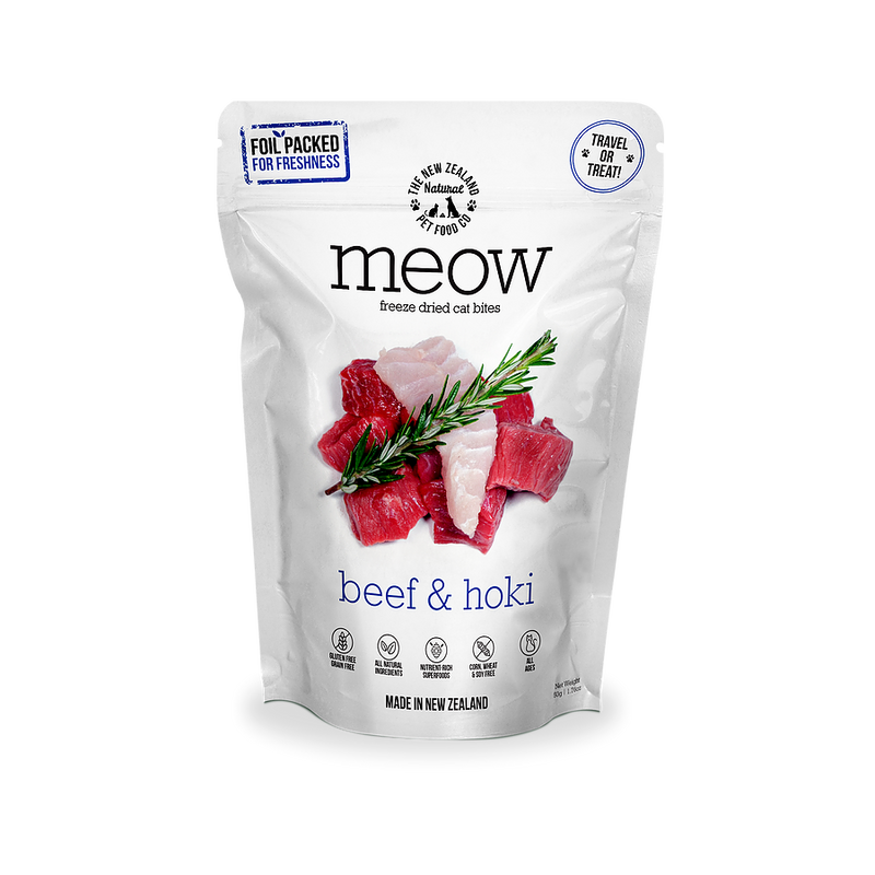 Meow Freeze-Dried Cat Treats Beef & Hoki 50g