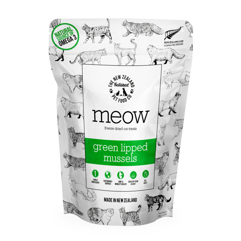 Meow Freeze-Dried Cat Treats Green Lipped Mussels 50g