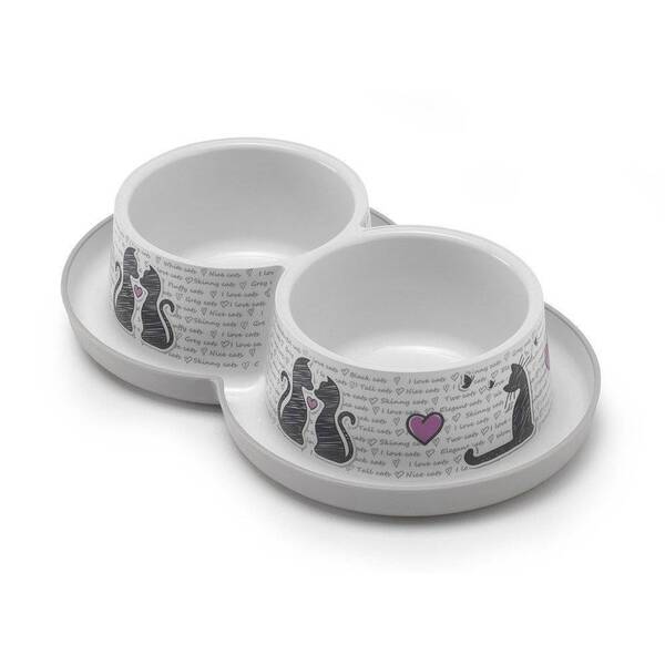 Moderna Double Trendy Dinner Cat Bowl - Cats In Love 2 x 350ml