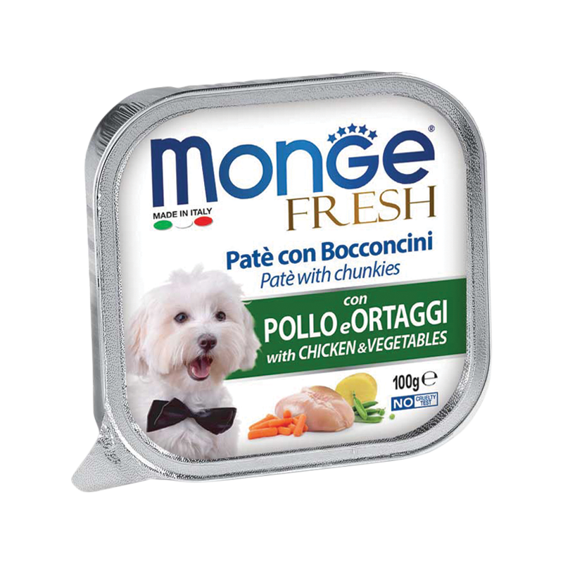 Monge Dog Fresh Chicken & Vegetables Pate with Chunkies 100g
