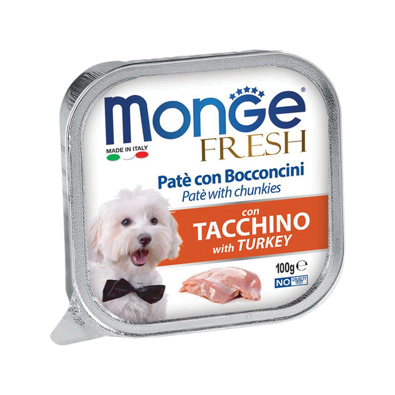 Monge Dog Fresh Turkey Pate with Chunkies 100g