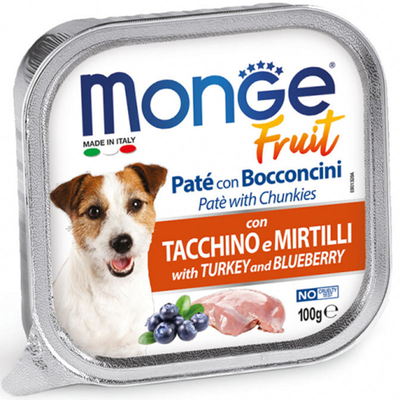 Monge Dog Fruit - Turkey & Blueberry Pate with Chunkies 100g