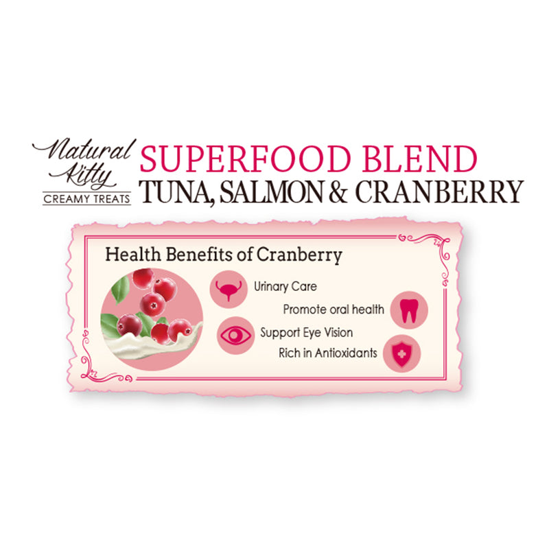 Natural Kitty Creamy Treats Superfood Blend - Tuna, Salmon & Cranberry 4x12g