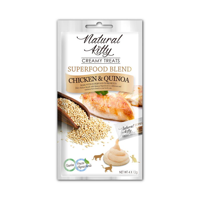 Natural Kitty Creamy Treats Superfood Blend - Chicken & Quinoa 4x12g