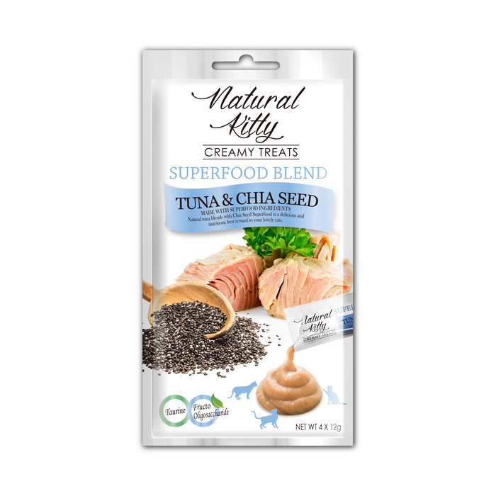 Natural Kitty Creamy Treats Superfood Blend - Tuna & Chia Seed 4x12g