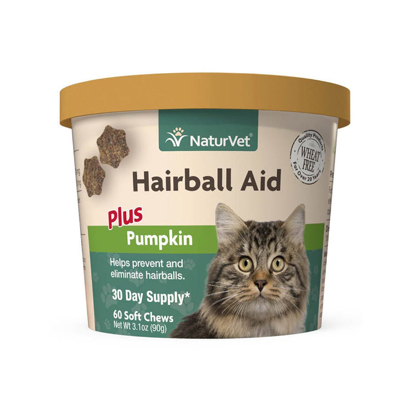 Naturvet Cat Hairball Aid Plus Pumpkin 60cts