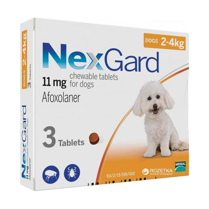 Nexgard Afoxolaner Chewable Tablets for Dogs 2-4kg 3tablets