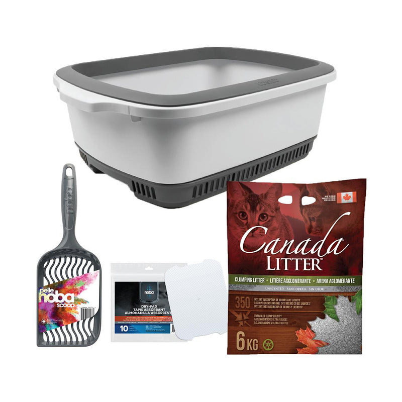 Noba Litter Box Bundle Lavender Canada Cat Litter - Grey
