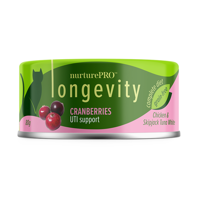 Nurture Pro Cat Longevity with Green Tea Essence GF Chicken & Skipjack Tuna White Meat Cranberries 80g