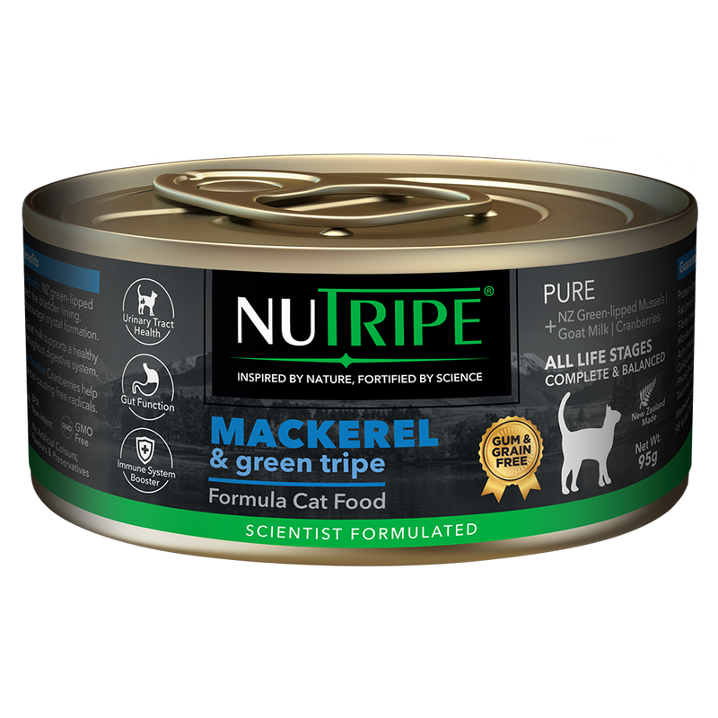 Nutripe Cat Gum & Grain Free Pure Mackerel & Green Tripe 95g