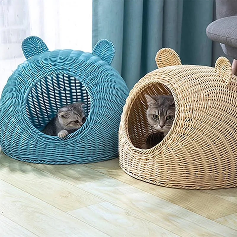 Ohmypet Rattan Cat Nest - Large (L50cm x H38cm)