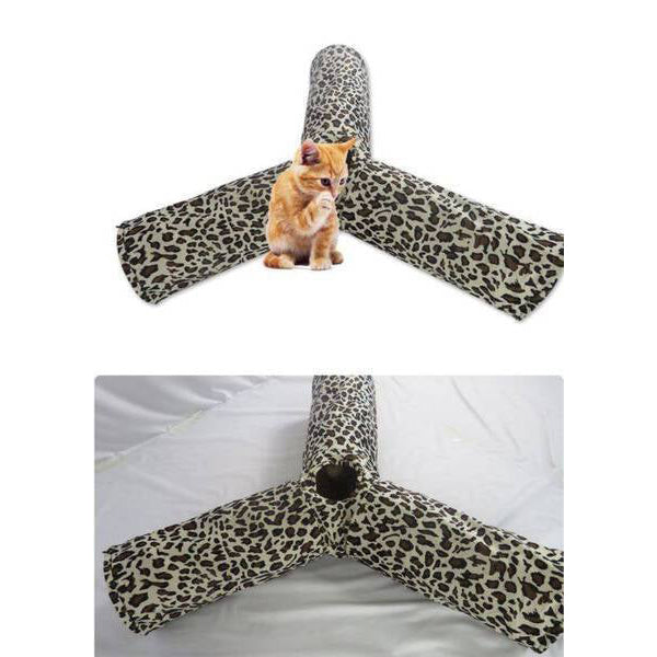 Ohmypet Cat Tri-Tunnel - Leopard Print