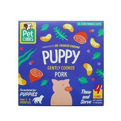 *FROZEN* Petcubes Puppy Gently Cooked Pork 2.25kg (7 x 320g)