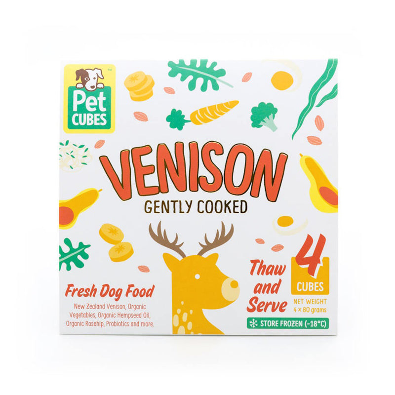 *FROZEN* PetCubes Dog Gently Cooked Premium Venison 2.25kg (7 x 320g)