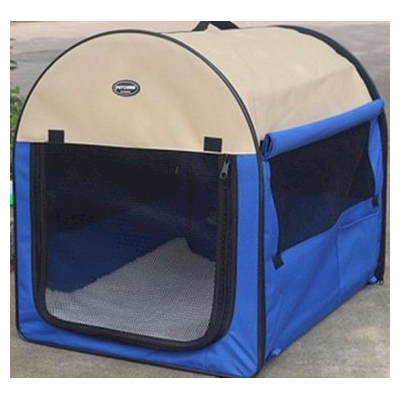 Petcomer Dog Tent with Cushion - Blue / Beige M (L61cm x W46cm x H51cm)