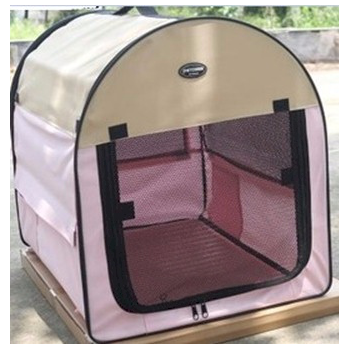 Petcomer Dog Tent with Cushion - Pink / Beige M (L61cm x W46cm x H51cm)