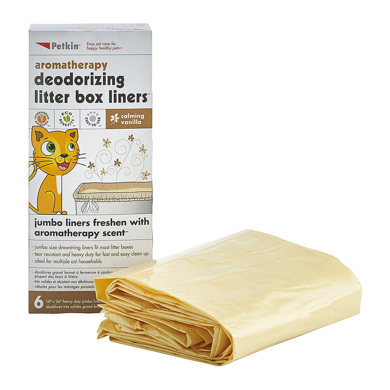 Petkin Cat Deodorizing Litter Box Liners Calming Vanilla 6pcs