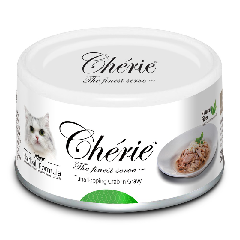 Cherie Cat Indoor Hairball Formula Tuna Topping - Crab in Gravy 80g