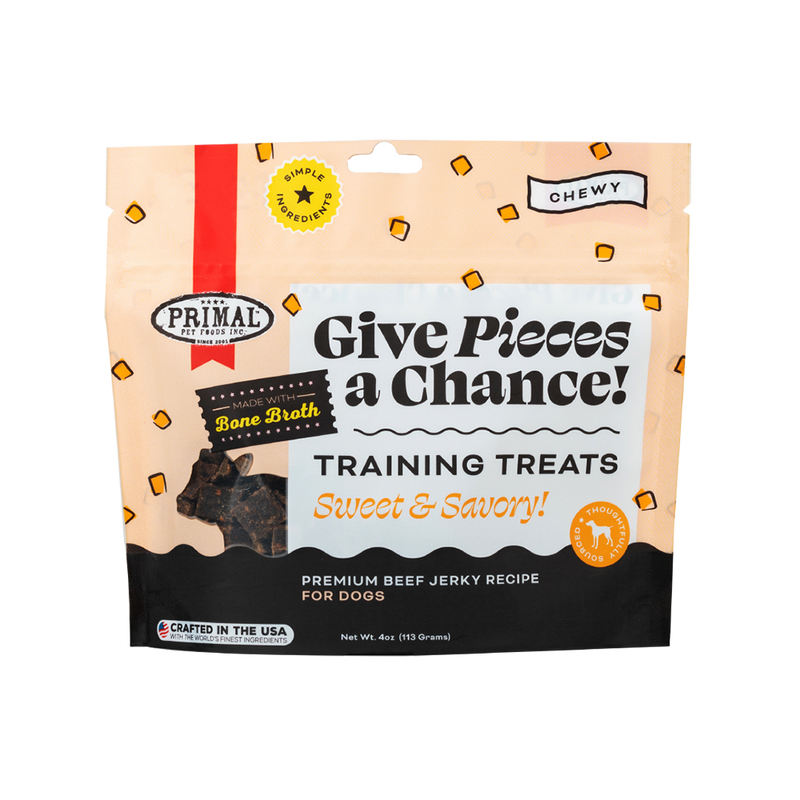 Primal Dog Training Treats Give Pieces A Chance! Beef Jerky 4oz