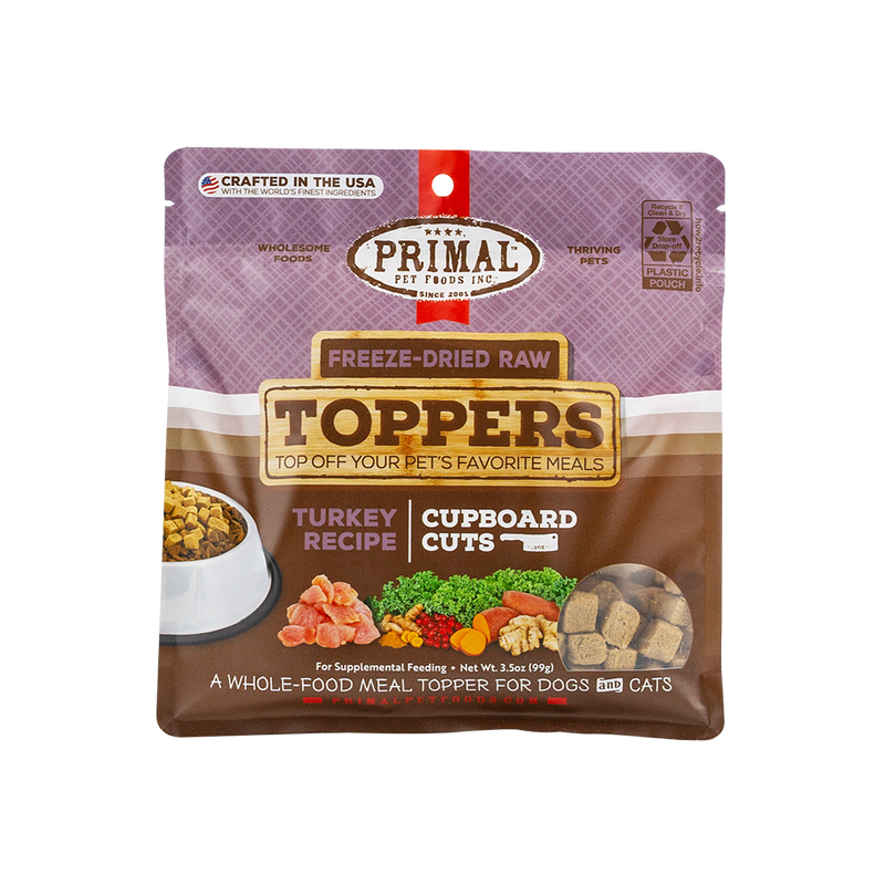 Primal Freeze-Dried Raw Toppers for Dogs & Cats Cupboard Cuts Turkey Recipe 3.5oz