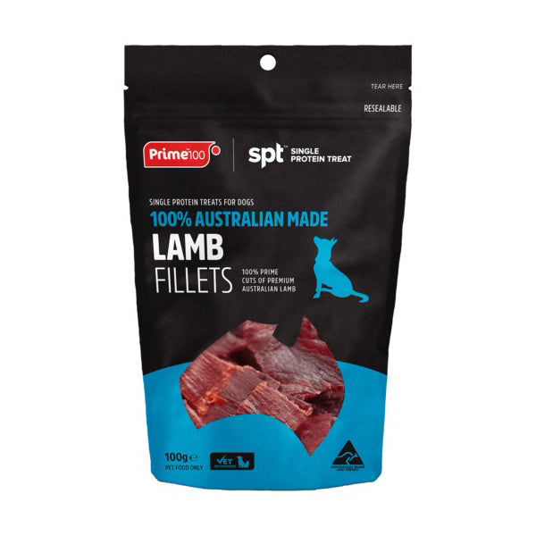 Prime100 Dog Single Protein Treat - Lamb Fillets 100g
