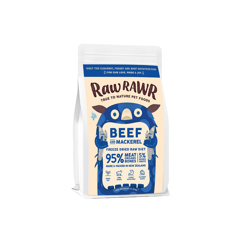 Raw Rawr Freeze-Dried Raw Balanced Diet Beef & Mackerel 100g (Rehydrates to 400g)