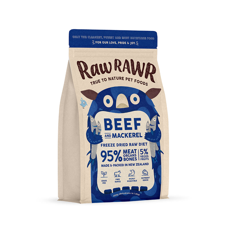 Raw Rawr Freeze-Dried Raw Balanced Diet Beef & Mackerel 400g (Rehydrates to 1.6kg)