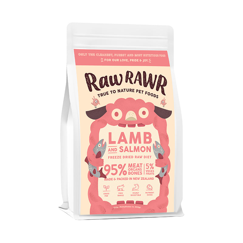 Raw Rawr Freeze-Dried Raw Balanced Diet Salmon & Lamb 100g (Rehydrates to 400g)
