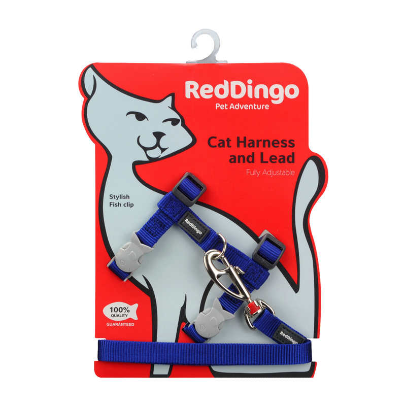 Red Dingo Cat Harness & Lead Combo Blue