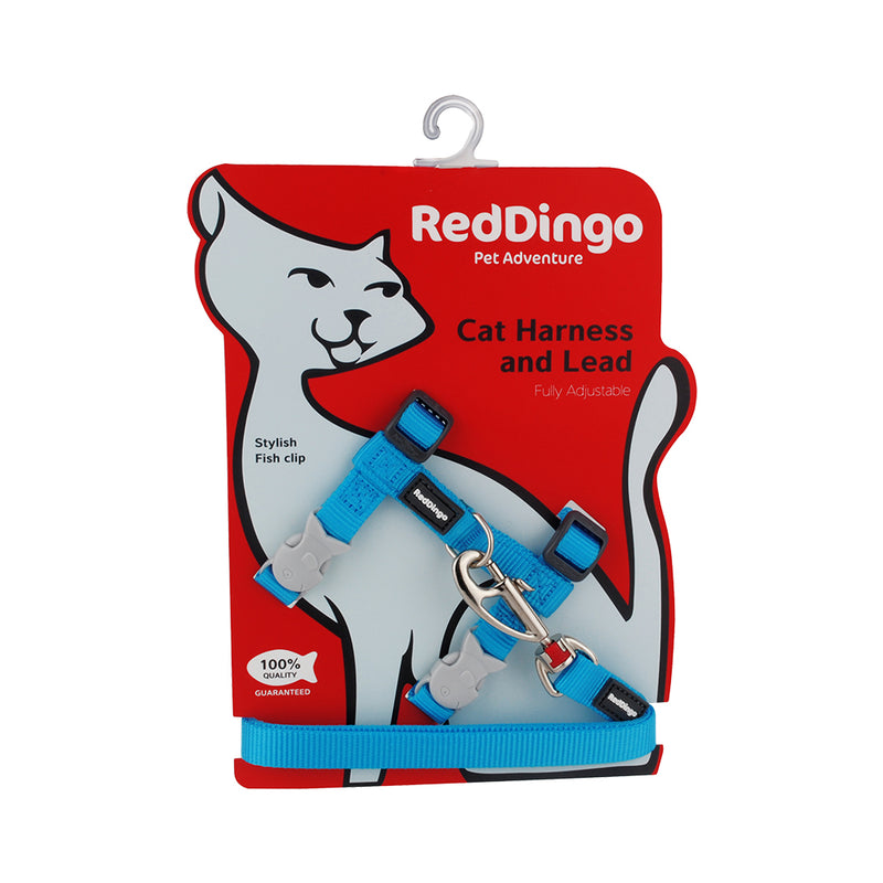 Red Dingo Cat Harness & Lead Combo Turquoise