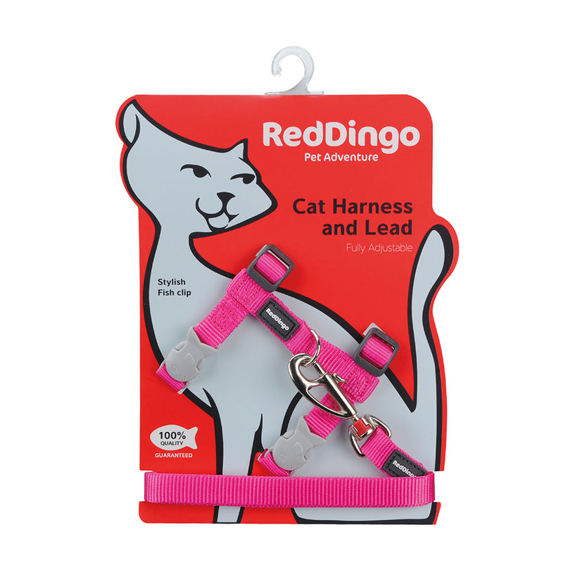 Red Dingo Cat Harness & Lead Combo Hot Pink