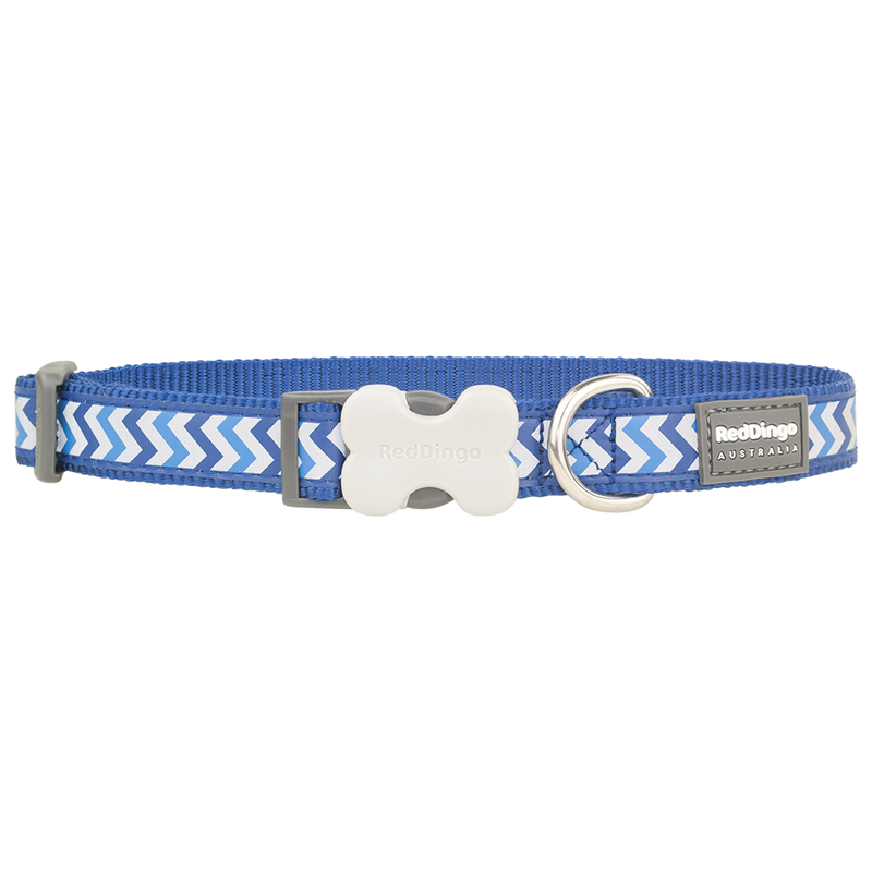 Red Dingo Dog Reflective Ziggy Collar Blue L