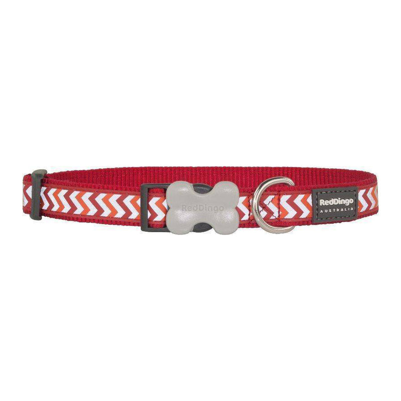 Red Dingo Dog Reflective Ziggy Collar Red L