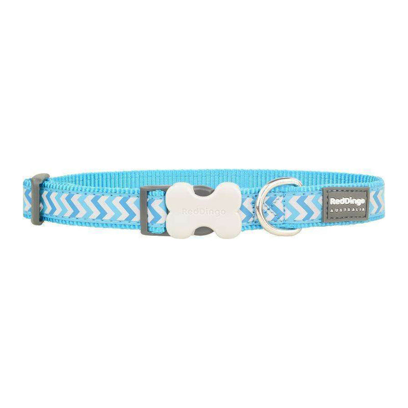 Red Dingo Dog Reflective Ziggy Collar Turquoise L